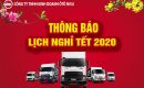 THÔNG BÁO LỊCH NGHỈ TẾT NGUYÊN ĐÁN CANH TÝ 2020